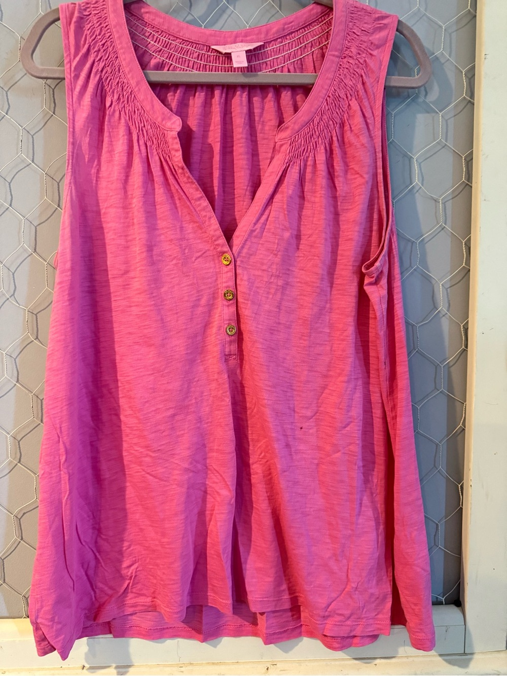 Lilly Pulitzer Bright Pink Sleeveless Button Tank